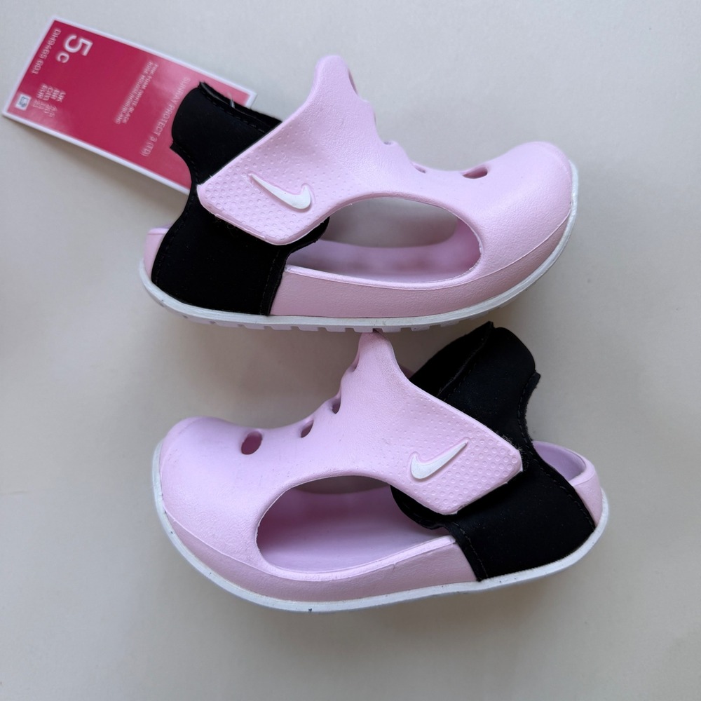 Nike Sunray Protect 3 TD Pink Foam Black White Toddler Sandals Shoes Size 5C